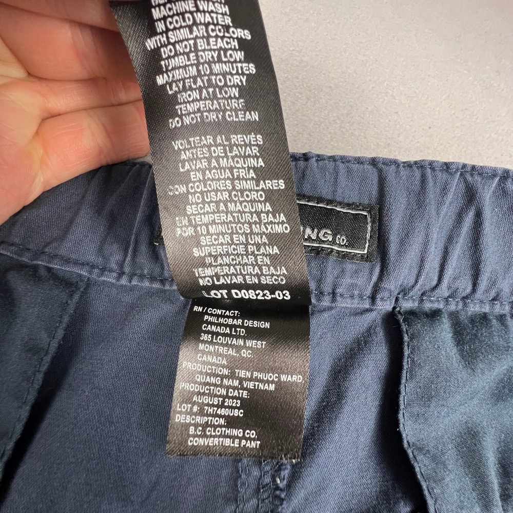 BC Clothing Convertible Cargo Pants Mens XXL x 30 Blue Zip Off Hiking Utility - Picture 6 of 16